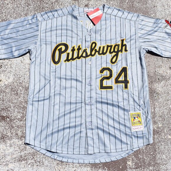 New!! Barry Bonds Pittsburgh Pirates Gray Pinstripe Baseball Jersey Men's Sizes - Picture 2 of 2